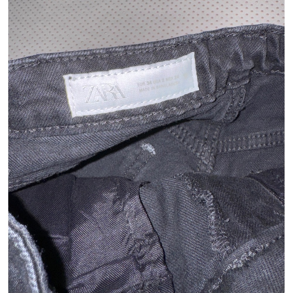 NWT Zara Mom Fit Bermuda Denim Shorts Black High Waisted Cuffed Size 2 24 - Picture 4 of 7